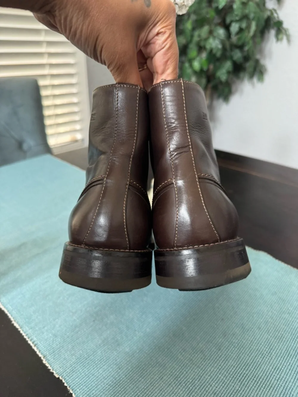 BOSS Hugo Boss brown leather ankle boots size 8